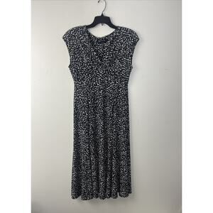 Jones New York Midi Dress 10 V Neck Empire Waist Cap Sleeve Shoulder Pad Classic